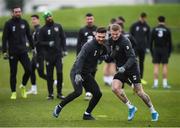 16 November 2019; Scott Hogan and James McClean, right, during a Republic of Ireland training session at the FAI National Training Centre in Abbotstown, Dublin. Photo by Stephen McCarthy/Sportsfile