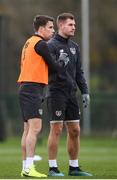 16 November 2019; Seamus Coleman and James Collins, right, during a Republic of Ireland training session at the FAI National Training Centre in Abbotstown, Dublin. Photo by Stephen McCarthy/Sportsfile