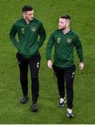 14 November 2019; Troy Parrott, left, and Jack Byrne of Republic of Ireland ahead of the International Friendly match between Republic of Ireland and New Zealand at the Aviva Stadium in Dublin. Photo by Ben McShane/Sportsfile
