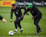 16 November 2019; Callum Robinson, left, and Republic of Ireland assistant coach Terry Connor during a Republic of Ireland training session at the FAI National Training Centre in Abbotstown, Dublin. Photo by Stephen McCarthy/Sportsfile