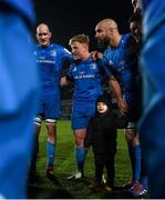 16 November 2019; Scott Fardy of Leinster and his son August in the team huddle following the Heineken Champions Cup Pool 1 Round 1 match between Leinster and Benetton at the RDS Arena in Dublin. Photo by Ramsey Cardy/Sportsfile