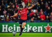 16 November 2019; Tyler Bleyendaal of Munster kicks a conversion during the Heineken Champions Cup Pool 4 Round 1 match between Ospreys and Munster at Liberty Stadium in Swansea, Wales. Photo by Seb Daly/Sportsfile