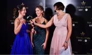 16 November 2019; Gráinne McElwain interviews Cork footballer Eimear Scally, left, and Mayo footballer Sinéad Cafferky, centre, on Facebook Live at the TG4 All-Ireland Ladies Football All Stars Awards banquet, in association with Lidl at the Citywest Hotel in Saggart, Dublin. Photo by Brendan Moran/Sportsfile