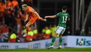 16 November 2019; Donny van de Beek of Netherlands in action against Corry Evans of Northern Ireland during the UEFA EURO2020 Qualifier - Group C match between Northern Ireland and Netherlands at the National Football Stadium at Windsor Park in Belfast. Photo by David Fitzgerald/Sportsfile
