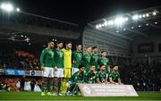 16 November 2019; The Northern Ireland team prior to the UEFA EURO2020 Qualifier - Group C match between Northern Ireland and Netherlands at the National Football Stadium at Windsor Park in Belfast. Photo by David Fitzgerald/Sportsfile