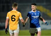 16 November 2019; Dessie Mone of Clontibret and Ethan O’Donnell of Naomh Conaill shake hands after the final whistle in the AIB Ulster GAA Football Senior Club Championship Semi-Final match between Clontibret and Naomh Conaill at Healy Park in Omagh. Photo by Oliver McVeigh/Sportsfile