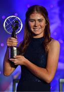 16 November 2019; Meath footballer Ciara Smyth with her Leinster Young Player of the Year award during the TG4 Ladies Football All-Star Awards banquet, in association with Lidl, at the CityWest Hotel in Saggart, Co Dublin. Photo by Brendan Moran/Sportsfile
