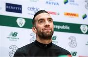 17 November 2019; Shane Duffy during a Republic of Ireland press conference at the FAI National Training Centre in Abbotstown, Dublin. Photo by Stephen McCarthy/Sportsfile