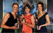 16 November 2019; Aisling Moloney of Tipperary, left, with her TG4 Intermediate Players' Player of the Yeard award, Siobhan McGrath of Dublin with her TG4 Senior Player's Player of the Year award and Eimear Smyth of Fermanagh, right, with her TG4 Junior Players' Player of the Year award during the TG4 All-Ireland Ladies Football All Stars Awards banquet, in association with Lidl, at the Citywest Hotel in Saggart, Dublin. Photo by Brendan Moran/Sportsfile