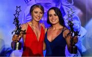 16 November 2019; Galway footballers and twin sisters Louise, left, and Nicola Ward with their TG4 All Star awards during the TG4 All-Ireland Ladies Football All Stars Awards banquet, in association with Lidl, at the Citywest Hotel in Saggart, Dublin. Photo by Brendan Moran/Sportsfile