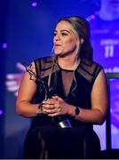 16 November 2019; Monica McGuirk of Meath reacts after receiving her TG4 All Star award during the TG4 All-Ireland Ladies Football All Stars Awards banquet, in association with Lidl, at the Citywest Hotel in Saggart, Dublin. Photo by Brendan Moran/Sportsfile