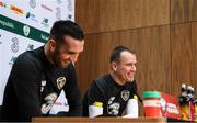 17 November 2019; Glenn Whelan and Shane Duffy, left, during a Republic of Ireland press conference at the FAI National Training Centre in Abbotstown, Dublin. Photo by Stephen McCarthy/Sportsfile