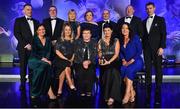 16 November 2019; Christina Heffernan of Mayo with her Hall of Fame award and her friends and family, back row, from left, Tony Melvin, Jimmy Heffernan, Geraldine Heffernan, Aisling Finnegan, Padraig Finnegan, Tom Malone and Ray Connelly, with, front, from left, Marcella Heffernan, Caroline Malone, Ann Heffernan, Christine Heffernan and Sarah Melvin, during the TG4 All-Ireland Ladies Football All Stars Awards banquet, in association with Lidl, at the Citywest Hotel in Saggart, Dublin. Photo by Brendan Moran/Sportsfile