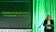 16 November 2019; Pádraic Ó'Neachtain speaking during the the Só Hotels WNL Awards at Castle Oaks Hotel in Limerick. Photo by Eóin Noonan/Sportsfile