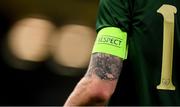 14 November 2019; A detailed view of the captains armband worn by Robbie Brady of Republic of Ireland during the International Friendly match between Republic of Ireland and New Zealand at the Aviva Stadium in Dublin. Photo by Stephen McCarthy/Sportsfile