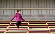 17 November 2019; A young supporter plays on the bleachers ahead of the AIB Munster GAA Football Senior Club Championship semi-final match between St. Joseph’s Miltown Malbay and Clonmel Commercials at Hennessy Memorial Park in Miltown Malbay, Clare. Photo by Sam Barnes/Sportsfile