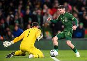14 November 2019; Sean Maguire of Republic of Ireland in action against Stefan Marinovic of New Zealand during the International Friendly match between Republic of Ireland and New Zealand at the Aviva Stadium in Dublin. Photo by Stephen McCarthy/Sportsfile