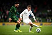 14 November 2019; Callum McCowatt of New Zealand and Derrick Williams of Republic of Ireland during the International Friendly match between Republic of Ireland and New Zealand at the Aviva Stadium in Dublin. Photo by Stephen McCarthy/Sportsfile