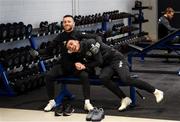 17 November 2019; Jack Byrne, left, and Troy Parrott following a Republic of Ireland gym session at the Sport Ireland Institute in Abbotstown, Dublin. Photo by Stephen McCarthy/Sportsfile