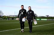 17 November 2019; Enda Stevens, left, and Jack Byrne during a Republic of Ireland training session at the FAI National Training Centre in Abbotstown, Dublin. Photo by Stephen McCarthy/Sportsfile