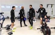 17 November 2019; Players, from left, Seamus Coleman, David McGoldrick, Shane Duffy and Richard Keogh during a Republic of Ireland gym session at the Sport Ireland Institute in Abbotstown, Dublin. Photo by Stephen McCarthy/Sportsfile