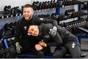 17 November 2019; Jack Byrne, left, and Troy Parrott following a Republic of Ireland gym session at the Sport Ireland Institute in Abbotstown, Dublin. Photo by Stephen McCarthy/Sportsfile