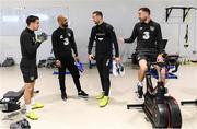 17 November 2019; Players, from left, Seamus Coleman, David McGoldrick, Shane Duffy and Richard Keogh during a Republic of Ireland gym session at the Sport Ireland Institute in Abbotstown, Dublin. Photo by Stephen McCarthy/Sportsfile