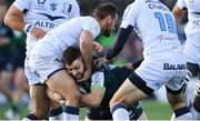 17 November 2019; Caolin Blade of Connacht is tackled by Aaron Cruden, left, and Anthony Boutheir of Montpellier during the Heineken Champions Cup Pool 5 Round 1 match between Connacht and Montpellier at The Sportsground in Galway. Photo by Ramsey Cardy/Sportsfile