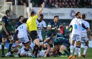 17 November 2019; Bundee Aki of Connacht reacts to a penalty during the Heineken Champions Cup Pool 5 Round 1 match between Connacht and Montpellier at The Sportsground in Galway. Photo by Ramsey Cardy/Sportsfile