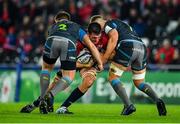 16 November 2019; Jean Kleyn of Munster is tackled by Scott Otten, left, and Olly Cracknell of Ospreys during the Heineken Champions Cup Pool 4 Round 1 match between Ospreys and Munster at Liberty Stadium in Swansea, Wales. Photo by Seb Daly/Sportsfile