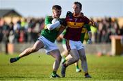 17 November 2019; Colman Kennedy of Clonmel Commercials in action against Gearoid Curtin of St. Joseph's Miltown Malbay during the AIB Munster GAA Football Senior Club Championship semi-final match between St. Joseph’s Miltown Malbay and Clonmel Commercials at Hennessy Memorial Park in Miltown Malbay, Clare. Photo by Sam Barnes/Sportsfile