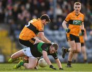 17 November 2019; Barry Shanahan of Austin Stacks during a coming together with Conor Horgan of Nemo Rangers during the AIB Munster GAA Football Senior Club Championship semi-final match between Nemo Rangers and Austin Stacks at Páirc Ui Rinn in Cork. Photo by Eóin Noonan/Sportsfile