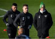 17 November 2019; Republic of Ireland manager Mick McCarthy with Kevin Long and Troy Parrott, left, during a Republic of Ireland training session at the FAI National Training Centre in Abbotstown, Dublin. Photo by Stephen McCarthy/Sportsfile