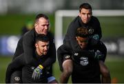 17 November 2019; Enda Stevens and Glenn Whelan with Callum Robinson and Seamus Coleman during a Republic of Ireland training session at the FAI National Training Centre in Abbotstown, Dublin. Photo by Stephen McCarthy/Sportsfile