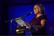 16 November 2019; LGFA President Marie Hickey speaking during the TG4 All-Ireland Ladies Football All Stars Awards banquet, in association with Lidl, at the Citywest Hotel in Saggart, Dublin. Photo by Brendan Moran/Sportsfile