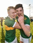 17 November 2019; Kevin Fahey, left, and Conal Kennedy of Clonmel Commercials celebrate following the AIB Munster GAA Football Senior Club Championship semi-final match between St. Joseph’s Miltown Malbay and Clonmel Commercials at Hennessy Memorial Park in Miltown Malbay, Clare. Photo by Sam Barnes/Sportsfile