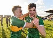 17 November 2019; Kevin Fahey, left, and Conal Kennedy of Clonmel Commercials celebrate following the AIB Munster GAA Football Senior Club Championship semi-final match between St. Joseph’s Miltown Malbay and Clonmel Commercials at Hennessy Memorial Park in Miltown Malbay, Clare. Photo by Sam Barnes/Sportsfile