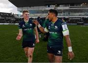 17 November 2019; Conor Fitzgerald, left, and Bundee Aki of Connacht following the Heineken Champions Cup Pool 5 Round 1 match between Connacht and Montpellier at The Sportsground in Galway. Photo by Ramsey Cardy/Sportsfile
