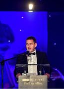 16 November 2019; MD Lidl Ireland JP Scally speaking during the TG4 All-Ireland Ladies Football All Stars Awards banquet, in association with Lidl, at the Citywest Hotel in Saggart, Dublin. Photo by Brendan Moran/Sportsfile