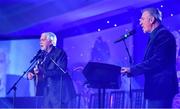16 November 2019; Singers Paul Harrington, right, and Charlie McGettigan perform during the TG4 All-Ireland Ladies Football All Stars Awards banquet, in association with Lidl, at the Citywest Hotel in Saggart, Dublin. Photo by Brendan Moran/Sportsfile