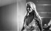 16 November 2019; (EDITOR'S NOTE: Image has been converted to black & white) Orla Finn of Cork makes her way to the stage to receive her TG4 All Star award during the TG4 All-Ireland Ladies Football All Stars Awards banquet, in association with Lidl, at the Citywest Hotel in Saggart, Dublin. Photo by Brendan Moran/Sportsfile