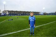 16 November 2019; Matchday mascot 9 year old Elijah Monahan, from Booterstown, Dublin, ahead of the Heineken Champions Cup Pool 1 Round 1 match between Leinster and Benetton at the RDS Arena in Dublin. Photo by Ramsey Cardy/Sportsfile
