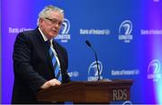 16 November 2019; Leinster Rugby President Robert Deacon during the Leinster Rugby Womens Cap and Jersey Presentation 2019 at the RDS in Dublin. Photo by Ramsey Cardy/Sportsfile