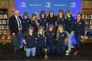 16 November 2019; New Leinster caps with Leinster Rugby President Robert Deacon and Gemma Bell, Bank of Ireland, during the Leinster Rugby Womens Cap and Jersey Presentation 2019 at the RDS in Dublin. Photo by Ramsey Cardy/Sportsfile