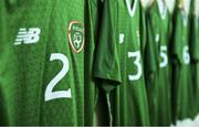 18 November 2019; A general view of Republic of Ireland jerseys in their dressing room before the UEFA Under-17 European Championship Qualifier match between Republic of Ireland and Israel at Turner's Cross in Cork. Photo by Piaras Ó Mídheach/Sportsfile