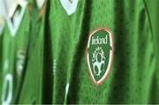 18 November 2019; A detailed general view of a Republic of Ireland jersey in their dressing room before the UEFA Under-17 European Championship Qualifier match between Republic of Ireland and Israel at Turner's Cross in Cork. Photo by Piaras Ó Mídheach/Sportsfile