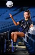 18 November 2019; Amy Gavin Mangan of Naomh Ciarán, with the Ladies All-Ireland Intermediate Club Trophy during LGFA All-Ireland Club Finals Captains Day at Croke Park in Dublin. Photo by Sam Barnes/Sportsfile