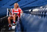 18 November 2019; Naomh Pól Captain Áine Tubridy with the Ladies All-Ireland Intermediate Club Trophy during LGFA All-Ireland Club Finals Captains Day at Croke Park in Dublin. Photo by Sam Barnes/Sportsfile