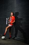 18 November 2019; Louise Ward, captain of Kilkerrin-Clonberne, with the Dolores Tyrrell Memorial Cup ahead of the Senior Ladies All-Ireland Club Final, during LGFA All-Ireland Club Finals Captains Day at Croke Park in Dublin. Photo by Sam Barnes/Sportsfile