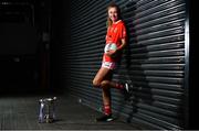 18 November 2019; Louise Ward, captain of Kilkerrin-Clonberne, with the Dolores Tyrrell Memorial Cup ahead of the Senior Ladies All-Ireland Club Final, during LGFA All-Ireland Club Finals Captains Day at Croke Park in Dublin. Photo by Sam Barnes/Sportsfile